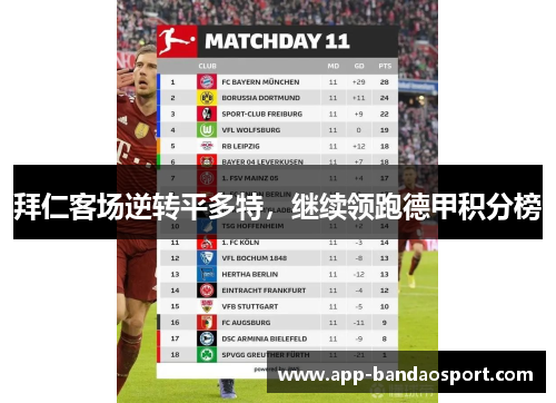 拜仁客场逆转平多特，继续领跑德甲积分榜